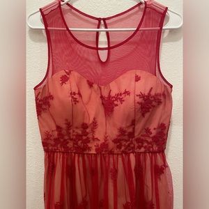 Geode Red Lace Embroidered Dress